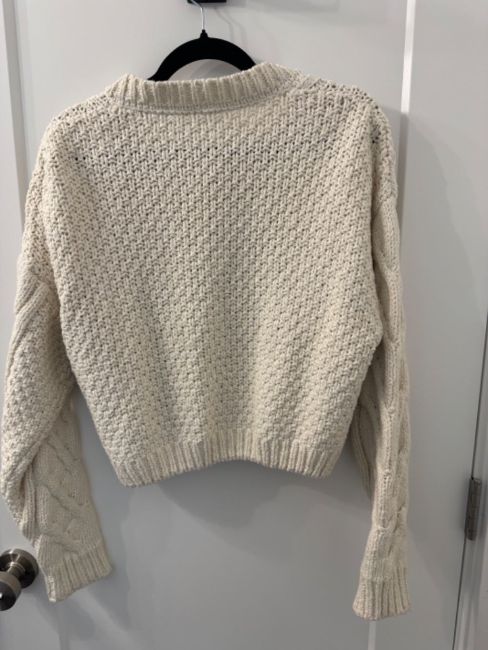 TWO Free People Cropped Bonfire Cardi Cardigans Size L - Grey & Cream - Picture 7 of 9